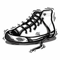 illustrazione vettoriale disegnata a mano di scarpe da ginnastica in bianco e nero
