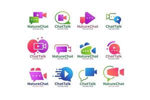 disegno dell'illustrazione della raccolta del logo della chat video vettore