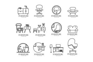 disegno dell'illustrazione della collezione di logo di mobili vettore