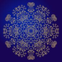 Mandala, amuleto Simbolo d&#39;oro esoterico su sfondo blu. vettore