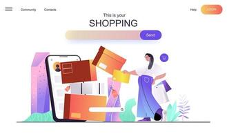 shopping web concept per landing page vettore