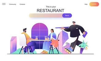 concetto web del ristorante per la pagina di destinazione vettore