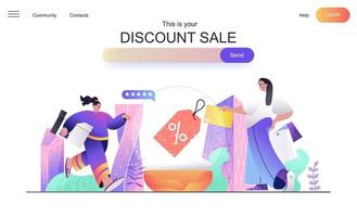 sconto vendita web concept per landing page vettore