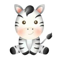 carino zebra cartone animato isolato vettore