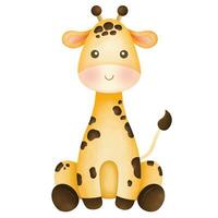 carino giraffa cartone animato isolato vettore