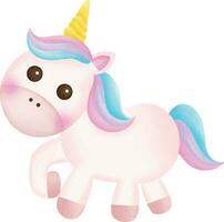 illustrazione di un' carino unicorno. kawaii unicorno personaggio collezione. vettore