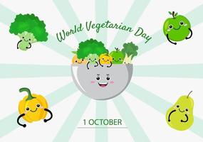 giornata mondiale vegetariana e illustrazione vettoriale di frutta o verdura