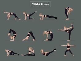 femmina yoga pose vettore illustrazione