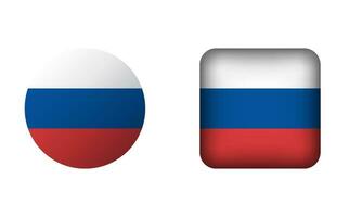 piatto piazza e cerchio Russia bandiera icone vettore