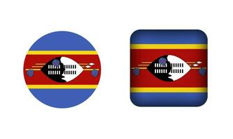piatto piazza e cerchio Swaziland bandiera icone vettore