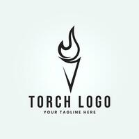 disegno di illustrazione vettoriale del logo della torcia di fuoco, logo line art minimalista