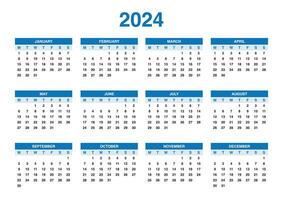 paesaggio annuale calendario 2024 inizio su Lunedi vettore
