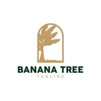 Banana albero logo, tropicale frutta pianta piatto silhouette modello illustrazione design vettore
