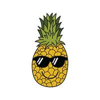 vettore illustrazione colore bambini carino ananas indossare occhiali da sole clipart