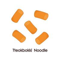 tteokbokki spaghetto vettore. coreano cibo. speziato riso torta. tteokbokki logo design. vettore