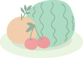 anguria arancia e allegro su verde piatto vettore illustrazione
