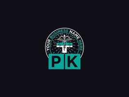 elegante pk medico logo, moderno pk logo lettera design per il tuo clinica vettore