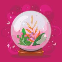 isolato colorato cristallo palla con di stagione le foglie simbolo vettore illustrazione