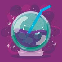 isolato colorato cristallo palla con un' freddo bevanda e ghiaccio cubi vettore illustrazione
