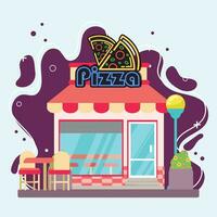 isolato colorato retrò Pizza negozio edificio schizzo icona vettore illustrazione