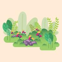 carino piatto stile giardino con fiori vettore illustrazione