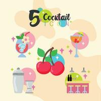 impostato di cocktail bicchieri icona vettore vettore illustrazione