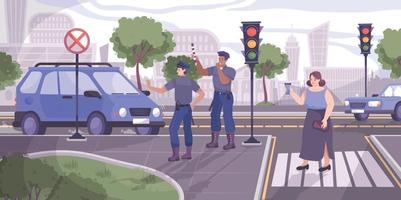 illustrazione della polizia stradale vettore