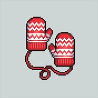 pixel arte illustrazione Natale guanti. pixelated Natale guanti. Natale caldo guanti pixelated per il pixel arte gioco e icona per sito web e video gioco. vecchio scuola retrò. vettore