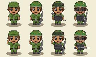 simpatico cartone animato illustrazione di una soldatessa vettore