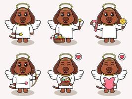 illustrazione vettoriale di cane carino con costume da angelo