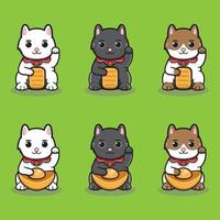 illustrazione vettoriale di simpatici gatti fortunati giapponesi