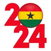 contento nuovo anno 2024 bandiera con Ghana bandiera dentro. vettore illustrazione.