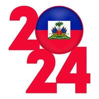 contento nuovo anno 2024 bandiera con Haiti bandiera dentro. vettore illustrazione.