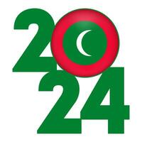 contento nuovo anno 2024 bandiera con Maldive bandiera dentro. vettore illustrazione.