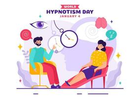 mondo ipnotismo giorno vettore illustrazione su 4 gennaio con nero e bianca spirali la creazione di un alterato stato di mente per trattamento Servizi
