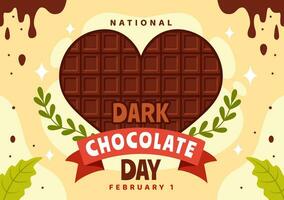 nazionale buio cioccolato giorno vettore illustrazione su febbraio 1 ° per il Salute e felicità quello choco porta nel piatto cartone animato sfondo design