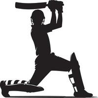 giocatore di cricket posa vettore silhouette