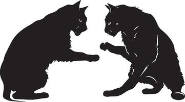 Due gatto combattimento vettore silhouette
