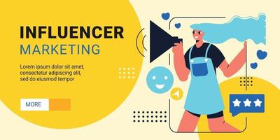 banner orizzontale di influencer marketing vettore