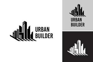 urbano costruttore logo design modello. esso è adatto per costruzione aziende, vero tenuta sviluppatori, o qualunque attività commerciale relazionato per urbano sviluppo. vettore