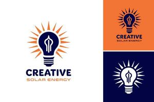 Questo creativo solare energia logo design è adatto per aziende o organizzazioni nel il rinnovabile energia industria guardare per un' unico e accattivante logo per rappresentare loro marca. vettore