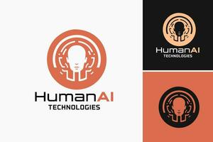 un' logo per umano tecnologie è un' design risorsa adatto per aziende o organizzazioni coinvolti nel innovativo, futuristico, e umano-centrico tecnologie vettore