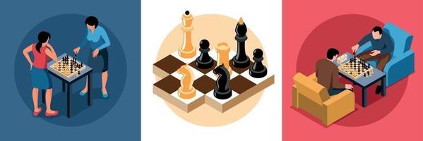 concetto di design isometrico di scacchi vettore