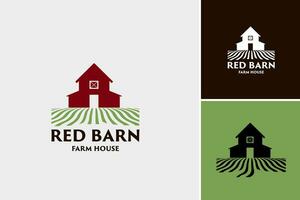 un' fienile rosso azienda agricola Casa logo è un' versatile design risorsa adatto per rurale imprese, fattorie, agricolo organizzazioni, o qualunque marca volendo per trasmettere un' rustico, nazione fascino. vettore