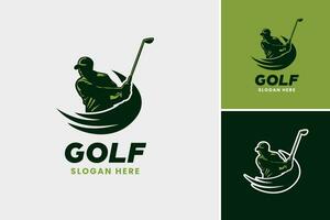 golf logo modello è un' versatile design risorsa adatto per la creazione di professionale e costume legati al golf loghi per gli sport squadre, club, golf corsi, e altro legati al golf imprese. vettore