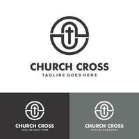 chiesa cristiana gesù croce gospel logo design ispirazione vettore