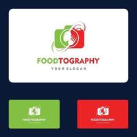 design del logo del ristorante, cucchiaio e forchetta, vettore del design del logo della fotocamera