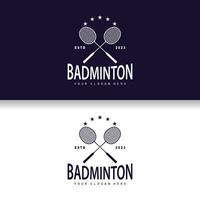 badminton logo, semplice badminton racchetta disegno, retrò Vintage ▾ minimalista gli sport concetto vettore