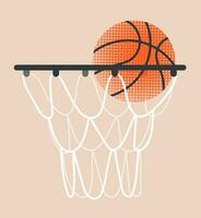 pallacanestro palla nel cerchio colorato icona con struttura effetto. sport, squadra giocare concetto. vettore piatto moderno illustrazione isolato.