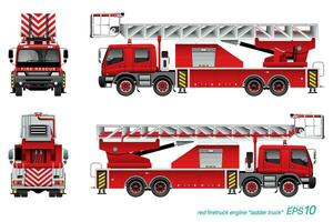 rosso camion dei pompieri con scala vettore